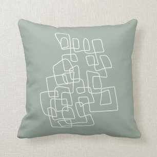 Contemporary Abstract Line Art in Sage Green Cushion