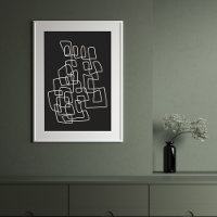 Contemporary Abstract Line Art Modern Black Wall