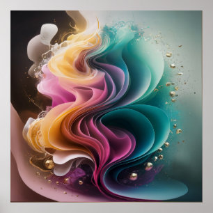 Contemporary Abstract Luxury vibrant colours gold Poster