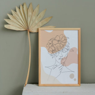 Contemporary Abstract Pastel Floral Human Face Poster