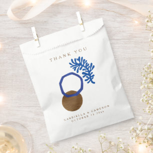 Contemporary Abstract Shapes Art Blue Tan Wedding  Favour Bag