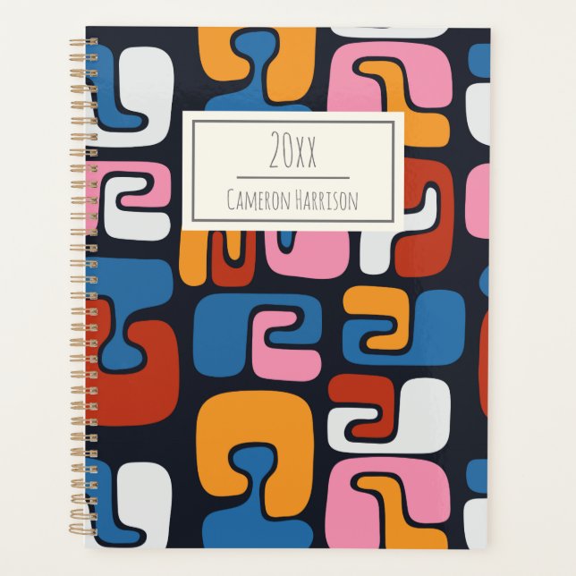 Contemporary Abstract Shapes Retro Personalised Planner (Front)