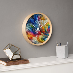 Contemporary Abstract Swirl Spectrum Clock