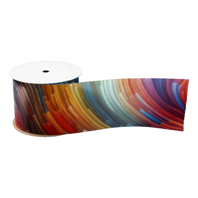 Contemporary Abstract Swirl Spectrum Satin Ribbon (Spool)