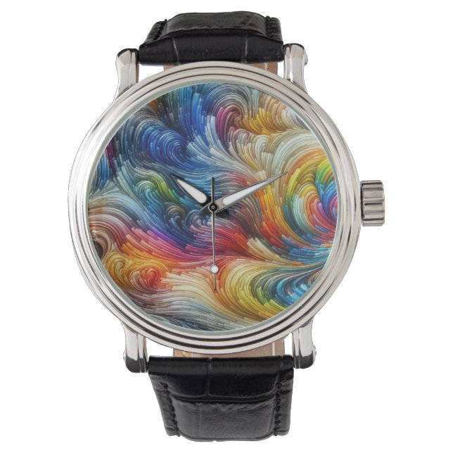 Contemporary Abstract Swirl Spectrum Watch (Front)