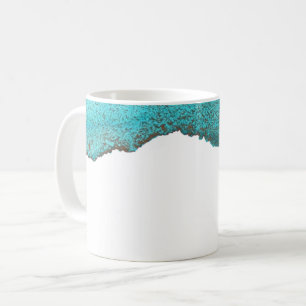 Contemporary Abstract Turquoise Gold Ink Art Coffee Mug