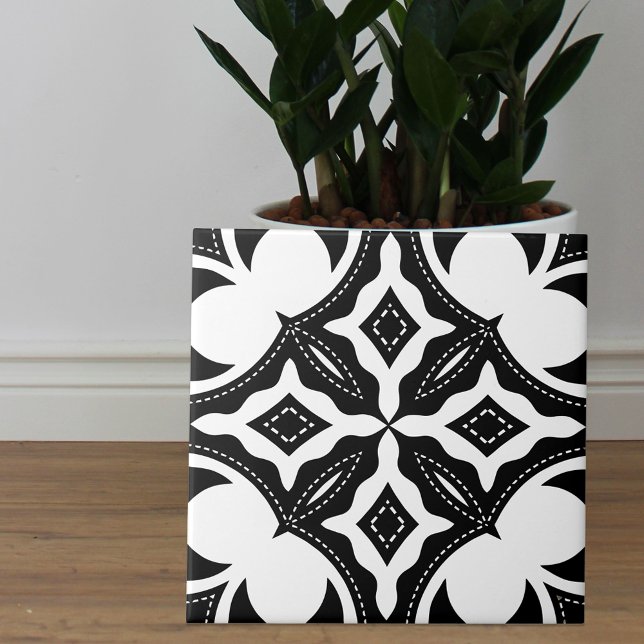 Contemporary Aesthetic Black and White Pattern Ceramic Tile (Creator Uploaded)