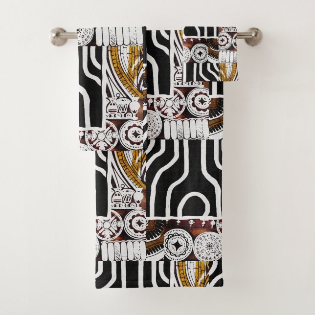 Contemporary African Design Print Bath Towel Set (Insitu)
