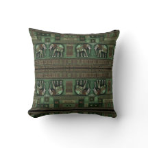 Contemporary African Elephant Throw Pillow -Green