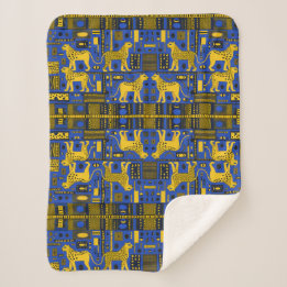 Contemporary African Leopards Sherpa Blanket