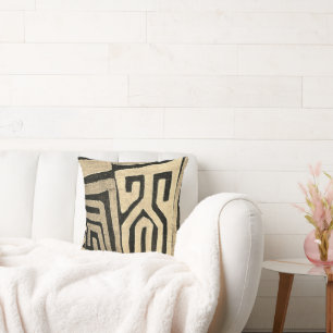 Contemporary African Mud Cloth Print Throw Pillow