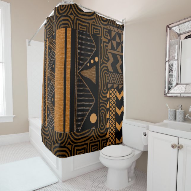 Contemporary Afrocentric Design Shower Curtain (In Situ)