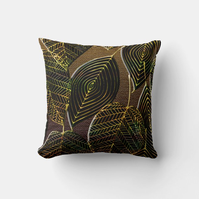 Contemporary Afrocentric Leaf Design Cushion (Front)