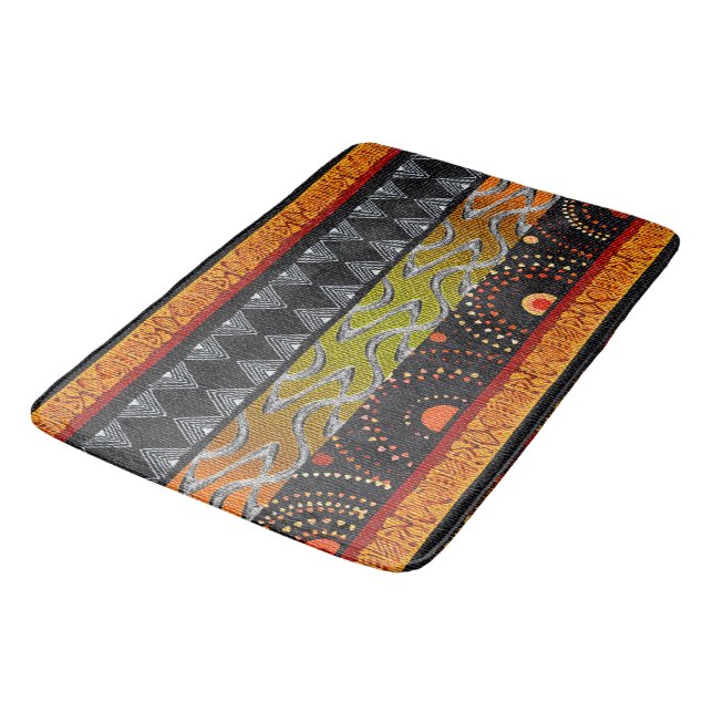 Contemporary Afrocentric Motif Design Bath Mat (Angled)