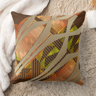 Contemporary Afrocentric Style Motif  Throw Pillow