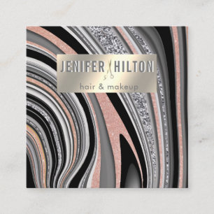 Contemporary agate geode rose gold hair stylist square business card