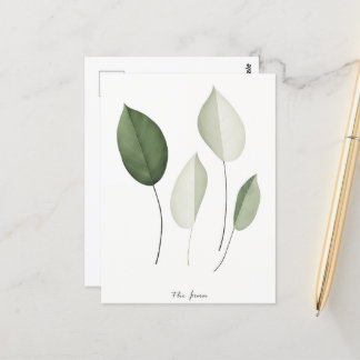 Contemporary and minimalistic leaf design postcard