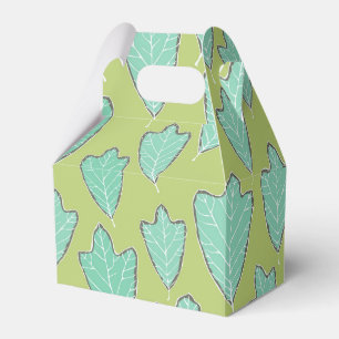 Contemporary Aqua and Green Oak Leaves Pattern Favour Box