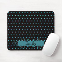 Contemporary Aqua Polka Dots With Name