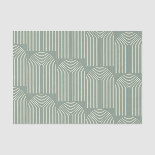 Contemporary Arch Line Art in Sage Green  Tissue Paper (Front)