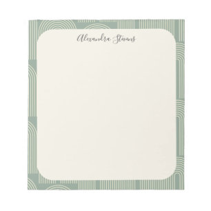 Contemporary Arch Line Art Sage Green Personalised Notepad