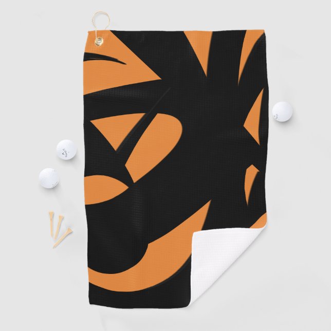 Contemporary Art Black and Orange Golf Towel (InSitu)