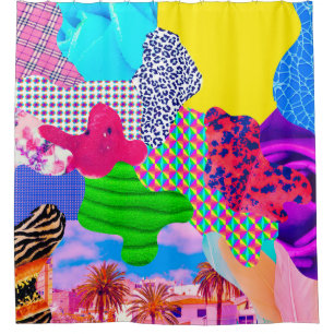 Contemporary art collage. Mix stylish texturesart, Shower Curtain