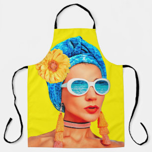 Contemporary art collage. Vacation fashion Girl Cu Apron