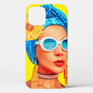 Contemporary art collage. Vacation fashion Girl Cu iPhone 12 Case