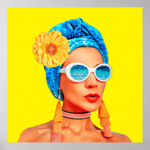 Contemporary art collage. Vacation fashion Girl Cu Poster