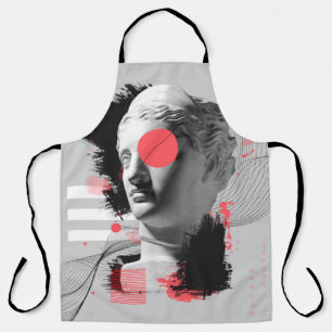 Contemporary art collage with antique statue head  apron