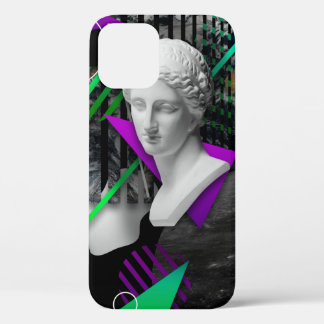 Contemporary art collage with plaster head statue  iPhone 12 case