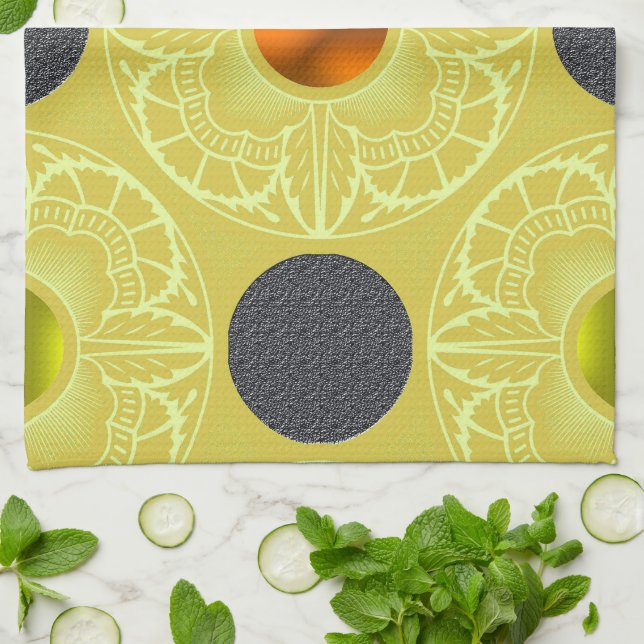 Contemporary Art Deco–Inspired  Tea Towel (Folded)