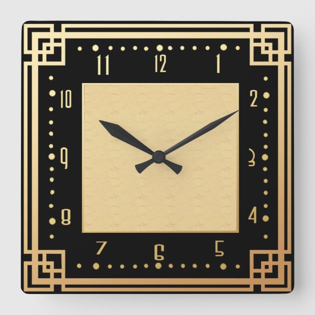 Contemporary Art Deco Style Square Wall Clock (Front)