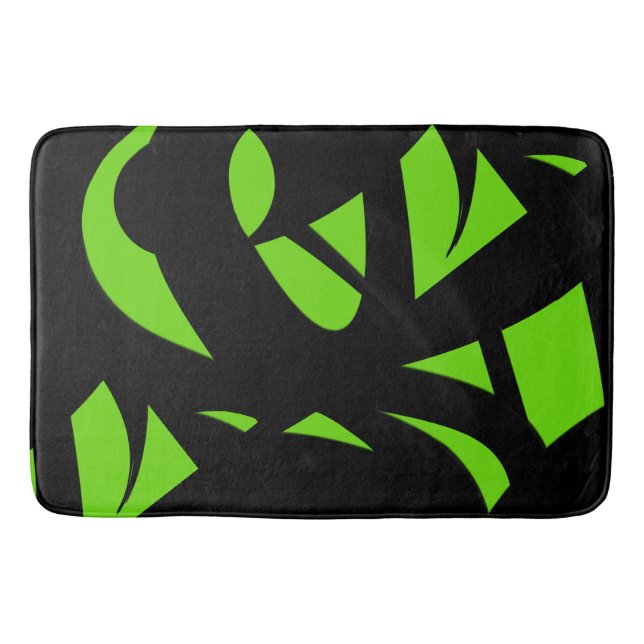 Contemporary Art Green / Black Bath Mat (Front)