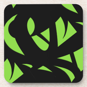 Contemporary Art Green / Black Coaster