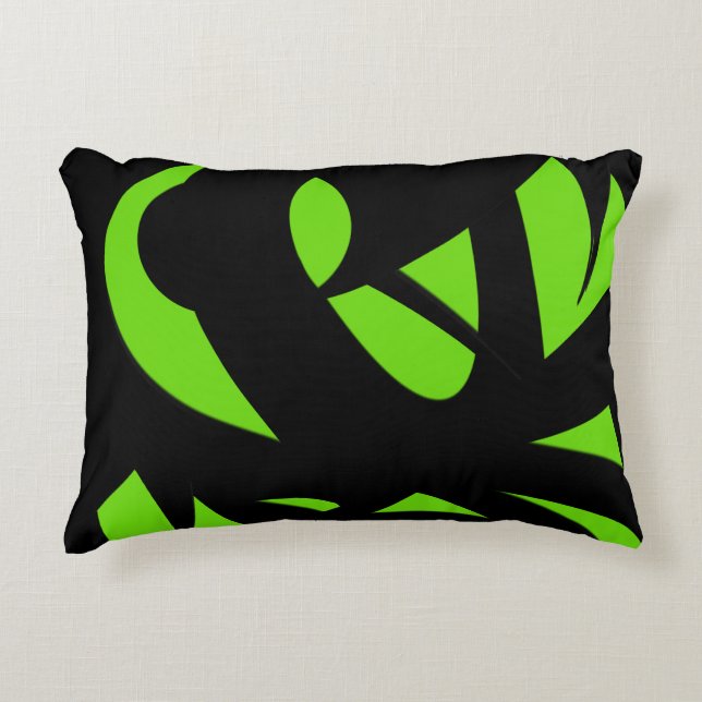 Contemporary Art Green / Black Decorative Cushion (Front)