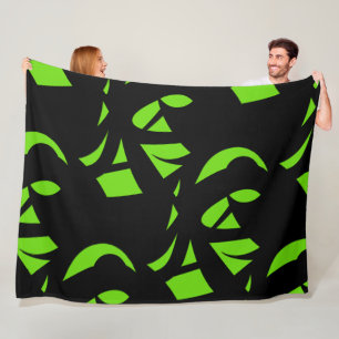 Contemporary Art Green / Black Fleece Blanket