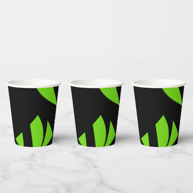Contemporary Art Green / Black Paper Cups (Multi)