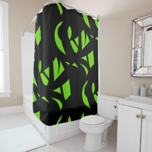 Contemporary Art Green / Black Shower Curtain