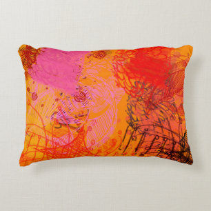 Contemporary art. Hand made art. Colourful texture Decorative Cushion