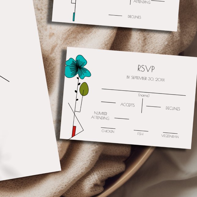 Contemporary Art Noveau Floral RSVP with Meals Card (Creator Uploaded)