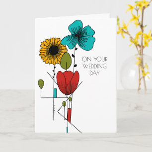 Contemporary Art Noveau Floral Wedding Card