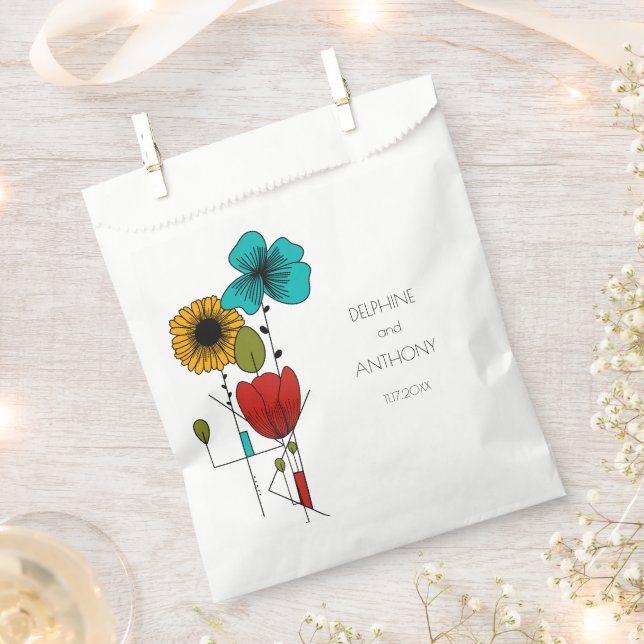 Contemporary Art Noveau Floral Wedding Favour Bag (Clipped)