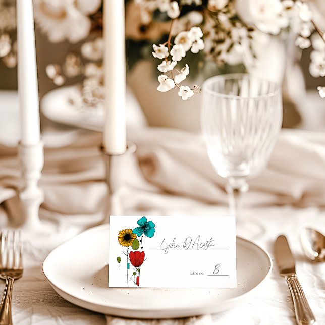 Contemporary Art Noveau Floral Wedding Place Card (Creator Uploaded)