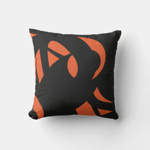 Contemporary Art Orange / Black Outdoor Cushion