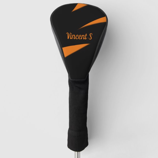 Contemporary Art Orange / Black Personal Golf Head Cover (Front)