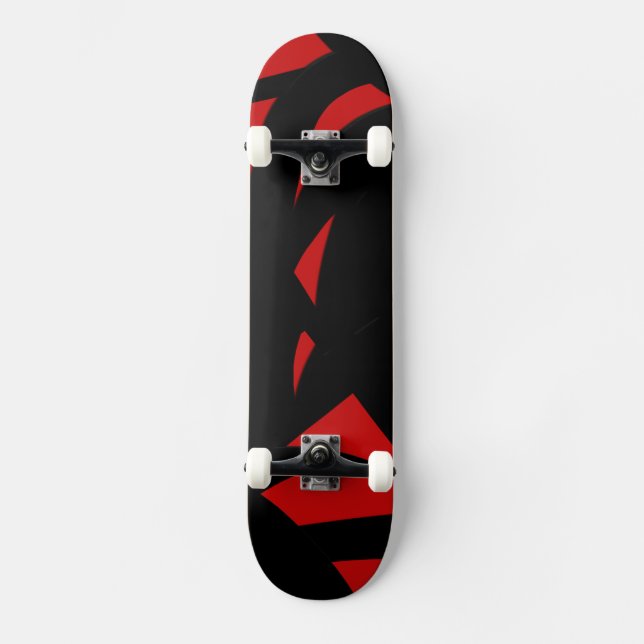 Contemporary Art Red and Black Skateboard (Front)