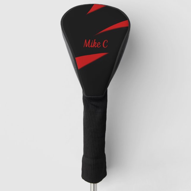 Contemporary Art Red / Black Personal Golf Head Cover (Front)