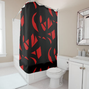 Contemporary Art Red / Black Shower Curtain